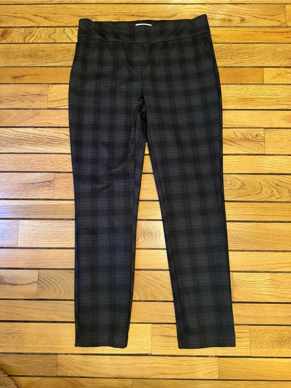 Plaid Slim Ponte Pants - Black/Gray - Picture 2 of 7